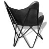 VidaXL-Chaise-de-Relaxation-en-Cuir-vritable-avec-Papillons-Noir-0-2 VidaXL Chaise de Relaxation en Cuir véritable avec Papillons Noir