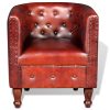 VidaXL-Fauteuil-en-Cuir-vritable-Marron-Taille-Unique-0-0 VidaXL Fauteuil en Cuir véritable Marron Taille Unique
