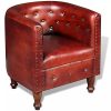 VidaXL-Fauteuil-en-Cuir-vritable-Marron-Taille-Unique-0 VidaXL Fauteuil en Cuir véritable Marron Taille Unique