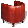 VidaXL-Fauteuil-en-Cuir-vritable-Marron-Taille-Unique-0-2 VidaXL Fauteuil en Cuir véritable Marron Taille Unique