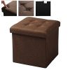 WOLTU Lot de 2 Tabouret Cube avec Coffre de Rangement Pliant,Couvercle Amovible siège en Lin coussiné, 37,5x37,5x38cm (L x W x H),4 Couleurs