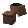WOLTU Lot de 2 Tabouret Cube avec Coffre de Rangement Pliant,Couvercle Amovible siège en Lin coussiné, 37,5x37,5x38cm (L x W x H),4 Couleurs