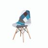 WV LeisureMaster Lot de 4 Fauteuil Salon en Lin avec Patchwork, Chaise de Style Scandinave Nordique, Multicolore