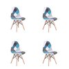 WV LeisureMaster Lot de 4 Fauteuil Salon en Lin avec Patchwork, Chaise de Style Scandinave Nordique, Multicolore