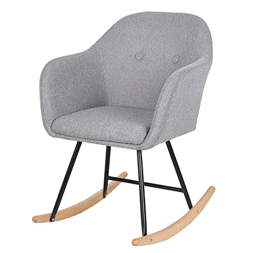 eSituro-1-X-Fauteuil--BasculeChaise--BasculeFauteuil-Relaxant-en-Lin-Structure-en-mtal-et-Pieds-en-Bois-RC03-0 eSituro 1 X Fauteuil à Bascule/Chaise à Bascule,Fauteuil Relaxant en Lin Structure en métal et Pieds en Bois RC03