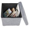 eSituro-OM014-A-Repose-Pieds-Chaises-Pouf-Tabouret-Coffres-Tabouret-Cube-avec-Compartiment-de-Rangement-Couvercle-de-Lin-Amovible-Pied-en-Bois-0 eSituro OM014-A Repose-Pieds Chaises Pouf Tabouret Coffres Tabouret Cube avec Compartiment de Rangement Couvercle de Lin Amovible Pied en Bois