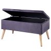eSituro OM016 Banc Chaises Chaises Pouf Tabouret avec Compartiment de Rangement Couvercle de Velours Amovible Pied en Bois