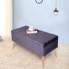 eSituro OM016 Banc Chaises Chaises Pouf Tabouret avec Compartiment de Rangement Couvercle de Velours Amovible Pied en Bois