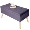 eSituro OM016 Banc Chaises Chaises Pouf Tabouret avec Compartiment de Rangement Couvercle de Velours Amovible Pied en Bois