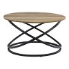 [en.casa] Table Basse Ronde Table de Salon Design Intemporel Panneaux de Particules Métal Couleur Bois et Noir 46 x 79 cm