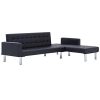 vidaXL-Canap-lit-en-Forme-de-L-pour-canap-dinvit-Canap-lit-Canap-dangle-Canap-dangle-Canap-en-Cuir-Canap-Canap-dappartement-Loungesofa-Noir-Simili-Cuir-0-3 vidaXL Canapé-lit en Forme de L pour canapé d'invité Canapé-lit Canapé d'angle Canapé d'angle Canapé en Cuir Canapé Canapé d'appartement Loungesofa Noir Simili Cuir