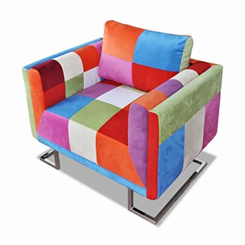vidaXL-Fauteuil-Cube-avec-Design-de-Patchwork-Tissu-Chambre--Coucher-Salon-0 vidaXL Fauteuil Cube avec Design de Patchwork Tissu Chambre à Coucher Salon