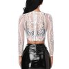 Abollria-Top-Dentelle-Sexy-Transparent-Haut-T-Shirt-Femme-en-Rsille-Perspectif-Manches-Longues-Crop-Top-Mesh-Col-Rond-Chemise-Slim-Fit-Babydolls-Soire-0-2 Abollria Top Dentelle Sexy Transparent Haut T-Shirt Femme en Résille Perspectif Manches Longues Crop Top Mesh Col Rond Chemise Slim Fit Babydolls Soirée