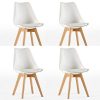 BesterStuhl-Ensemble-de-4-Chaises-de-Cuisine-Rembourres-en-Cuir-avec-Pitement-en-Cuir-Naturel-avec-Pieds-en-Bois-Tulipes-0 BesterStuhl Ensemble de 4 Chaises de Cuisine Rembourrées en Cuir avec Piètement en Cuir Naturel avec Pieds en Bois Tulipes