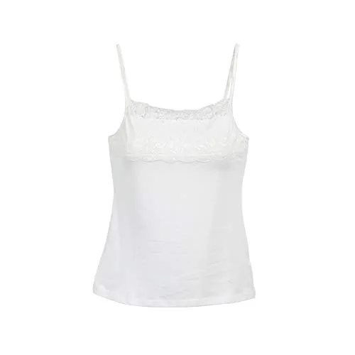 Carolilly Camisole Dentelle Femme/Ado Fille Fines Bretelles Eté Caraco Stretch en Coton Cou Carré
