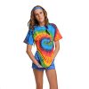 Colortone-Femme-Rainbow-Tie-Dye-Top--Manches-Courtes-T-Shirt-0-1 Colortone Femme Rainbow Tie Dye Top à Manches Courtes T-Shirt