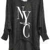 Emma & Giovanni - Pull Top Oversize Imprimé NYC- Femme