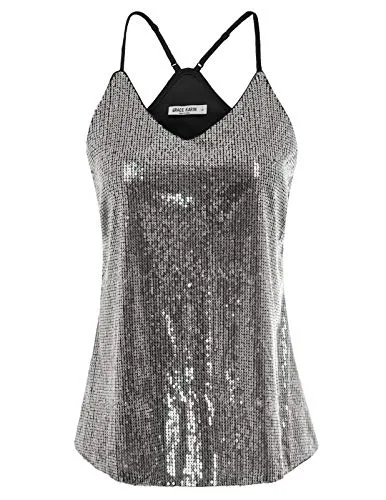 GRACE KARIN Débardeur Femme Grande Taille Col V Camisole Haut Femme Chic Chemise sans Manche Blouse Tops Tee-Shirt CL915