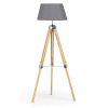 IDMarket-Lampadaire-trpied-Bois-Clair-rglable-Gris-0 IDMarket - Lampadaire trépied Bois Clair réglable Gris