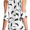 Jusfitsu-Sexy-Femme-Casual-paule-Plume-Manches-Courtes-T-Shirt-Tops-Chemise-0-1 Jusfitsu Sexy Femme Casual Épaule Plume Manches Courtes T-Shirt Tops Chemise