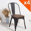 Kosmi-Lot-de-4-chaises-en-mtal-Noir-Mat-avec-Assise-en-Bois-Massif-fonc-pour-Une-dcoration-Style-Industriel-0 Kosmi - Lot de 4 chaises en métal Noir Mat avec Assise en Bois Massif foncé, pour Une décoration Style Industriel