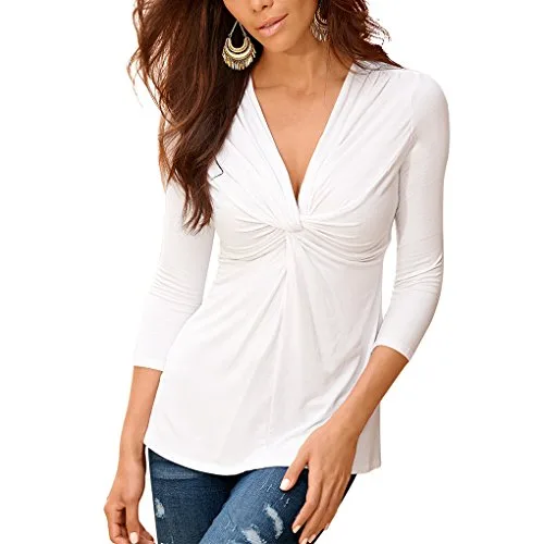 Landove-Chemise-Col-V-Femme-Haut-Moulant-Sexy-Chemisier-Manches-Longues-Elgante-T-Shirt-Automne-Hiver-Casual-Uni-Tunique-Top-Noir-Blanc-Jaune-0 Landove Chemise Col V Femme Haut Moulant Sexy Chemisier Manches Longues Elégante T Shirt Automne Hiver Casual Uni Tunique Top Noir Blanc Jaune