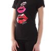Liu Jo WA0270J5003 T-Shirt Femme Lèvres Noires L