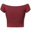MSBASIC-Top-Caraco-Unicolore-Court-de-Base--paule-Nu-pour-Femme-0-0 MSBASIC Top Caraco Unicolore Court de Base à Épaule Nu pour Femme