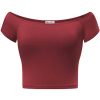 MSBASIC-Top-Caraco-Unicolore-Court-de-Base--paule-Nu-pour-Femme-0 MSBASIC Top Caraco Unicolore Court de Base à Épaule Nu pour Femme