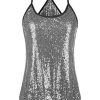 UNibelle Débardeur Paillettes Femme sans Manche Haut Femme Chic Tops Tee-Shirt Casual S-XXL