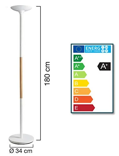 Unilux-Pryska-Lampadaire-LED-40W-4000-Lumens--Variation-dIntensit-lumineuse-180-x-34cm-BlancHtre-0-3 Unilux Pryska Lampadaire LED 40W 4000 Lumens à Variation d'Intensité lumineuse 180 x 34cm Blanc/Hêtre