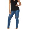 YOINS Femme Tops Chic Debardeur Été Blouse Noir Sexy Tee-Shirt Moulant Serré Haut Col V