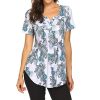iHAZA-Tops-Imprims-Femmes-Blouse-Tunique-vase-Chemise-Dcontracte--Manches-Courtes-0-0 iHAZA Tops Imprimés Femmes Blouse Tunique évasée Chemise Décontractée à Manches Courtes