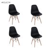 iHouse-Lot-de-4-chaises-Design-scandinave-Noir-en-Plastique-Bois-Massif-Noir-0 iHouse Lot de 4 chaises Design scandinave Noir en Plastique Bois Massif Noir