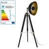 [lux.pro] Lampadaire Lampe à Pied Trépied Métal Bois Noir Cuivre 1 x E2 7148 cm