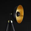 [lux.pro] Lampadaire Lampe à Pied Trépied Métal Bois Noir Cuivre 1 x E2 7148 cm