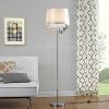 [lux.pro] Lampadaire Lampe sur Pied Métal Poli Tissu Blanc Chrome 1 x E27 161 cm
