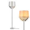 [lux.pro] Lampadaire Lampe sur Pied Métal Poli Tissu Blanc Chrome 1 x E27 161 cm