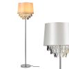 [lux.pro] Lampadaire Lampe sur Pied Métal Poli Tissu Blanc Chrome 1 x E27 161 cm