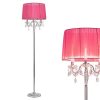 [lux.pro] Lampadire Lampe à Pied Métal Tissu Rose Chrome 165cm