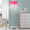 [lux.pro] Lampadire Lampe à Pied Métal Tissu Rose Chrome 165cm
