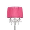 [lux.pro] Lampadire Lampe à Pied Métal Tissu Rose Chrome 165cm