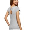 oodji Ultra Femme T-Shirt Basique avec Encolure Goutte d'eau au Dos