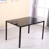 Anaelle Panana Ensemble Table en Verre Trempé avec 4 Chaises en Faux Cuir pour Salle à Manger, Salon, Bureau, Restaurant et Bar, Noir