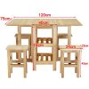 Anaelle Pandamoto Ensemble Table Pliante en Bois de Pin + 4 Chaises Pliante pour Salle à Manger, Cuisine, Séjour, Café, Poids: 26kg, Naturel