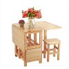 Anaelle Pandamoto Ensemble Table Pliante en Bois de Pin + 4 Chaises Pliante pour Salle à Manger, Cuisine, Séjour, Café, Poids: 26kg, Naturel