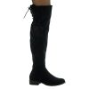 Angkorly - Chaussure Mode Cuissarde Souple Femme Lacets doré Talon Bloc 3 CM - Intérieur Fourrée