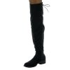 Angkorly - Chaussure Mode Cuissarde Souple Femme Lacets doré Talon Bloc 3 CM - Intérieur Fourrée