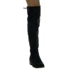 Angkorly - Chaussure Mode Cuissarde Souple Femme Lacets doré Talon Bloc 3 CM - Intérieur Fourrée