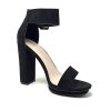 Angkorly - Chaussure Mode Escarpin Sandale Vintage/rétro Hauts Talons Ouvert Femme Grosse Boucle lanière épaisse Talon Haut Bloc